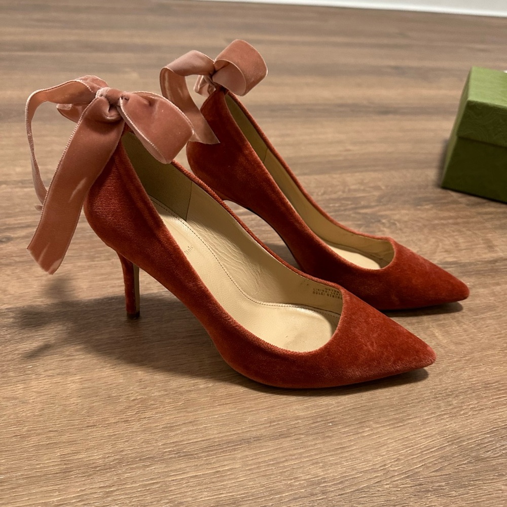 J. Crew Velvet Bow Heels